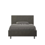 Letto una piazza e mezza con rete imbottito 120x210 microfibra grigio Adele