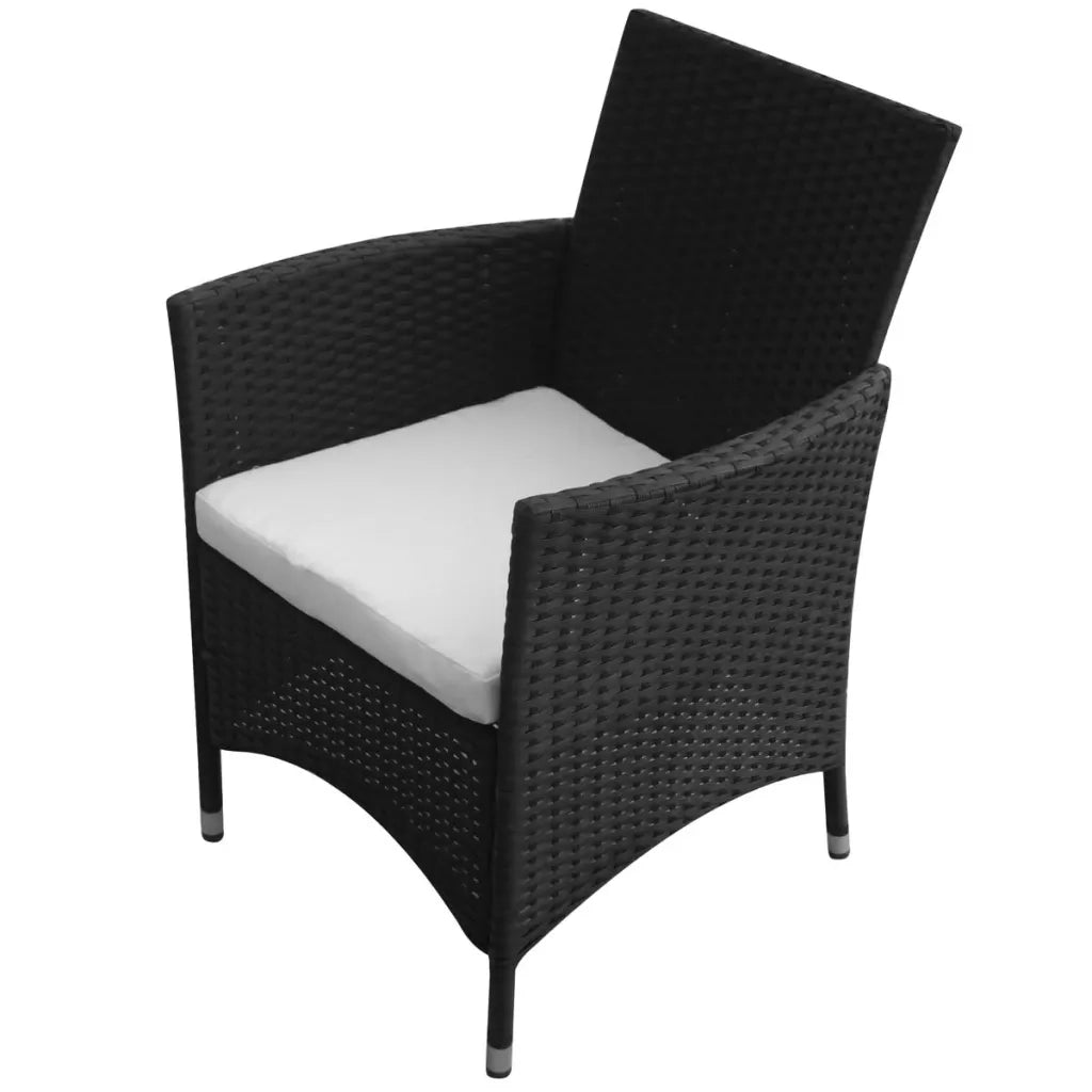 Set da Pranzo da Giardino 7 pz con Cuscini in Polyrattan Nero 43120
