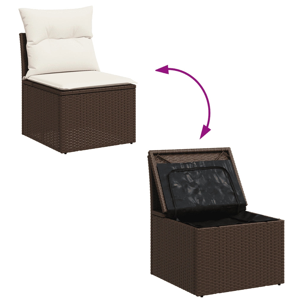 Set Divani da Giardino 9pz con Cuscini Marrone in Polyrattan 3249622