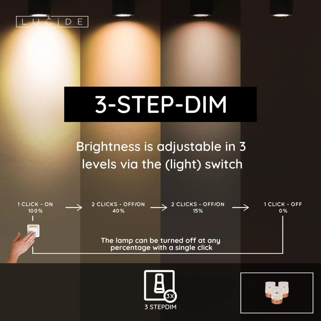 Lampada da tavolo LED ricaricabile rame LILI Lucide