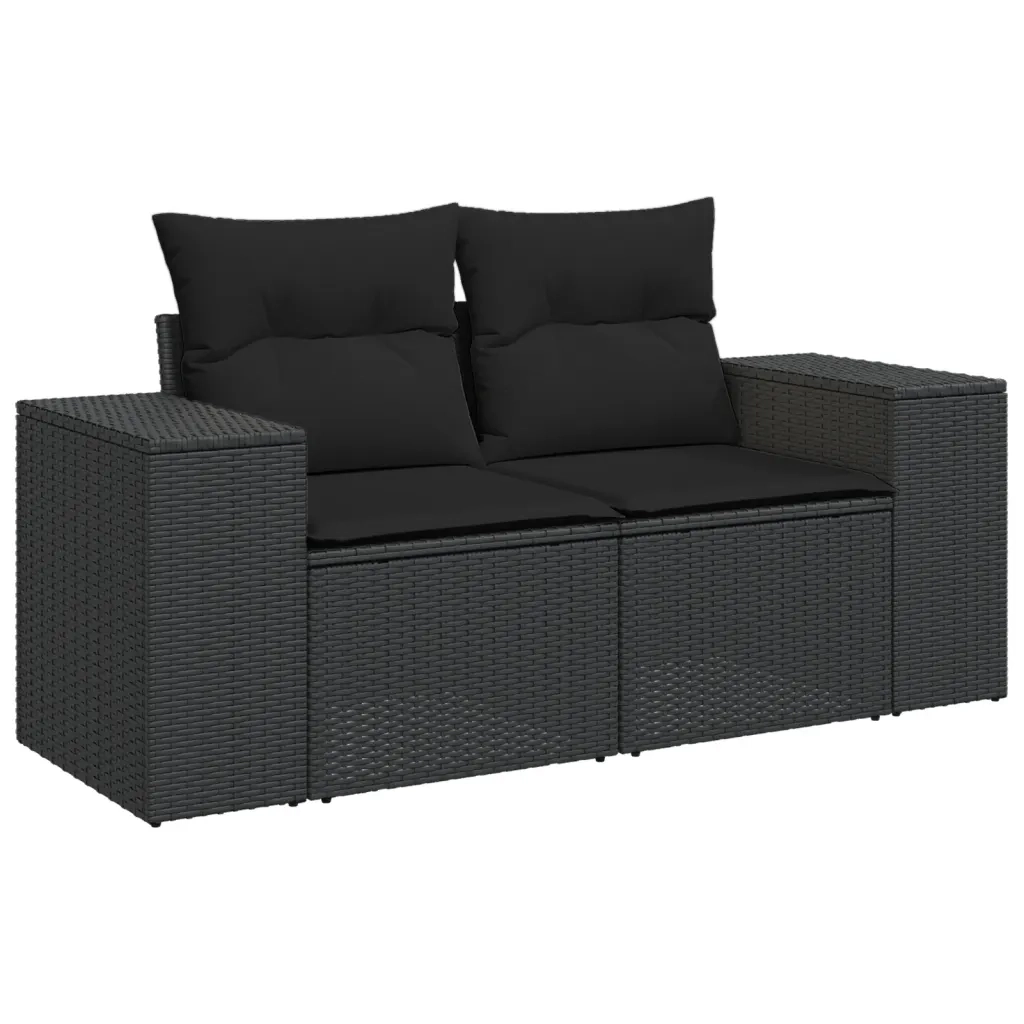 Set Divani da Giardino 10pz con Cuscini in Polyrattan Nero 3223004