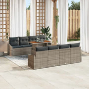 Set Divano da Giardino 9 pcs Grigio Poly Rattan 3358547