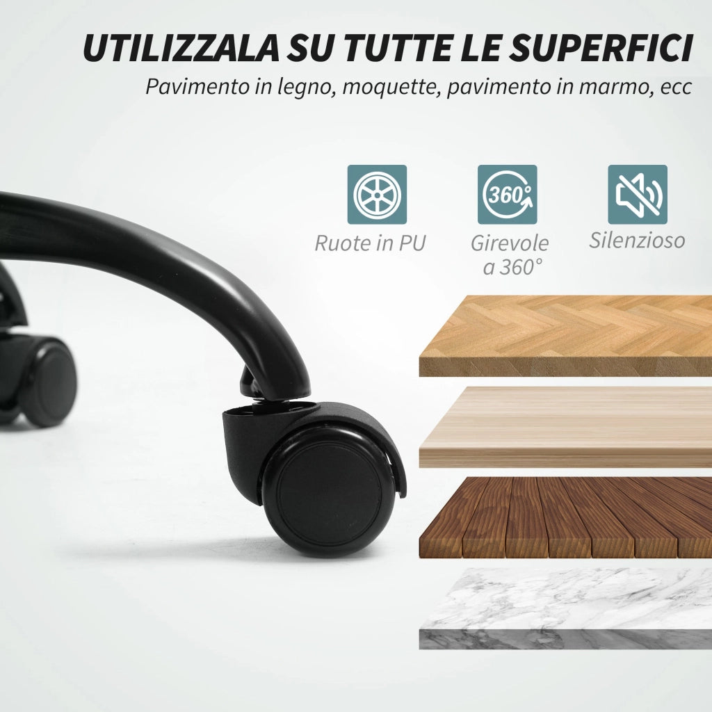 Sedia da Ufficio Ergonomica 63x70x102-112 cm Altezza Regolabile e Dondolo Grigio