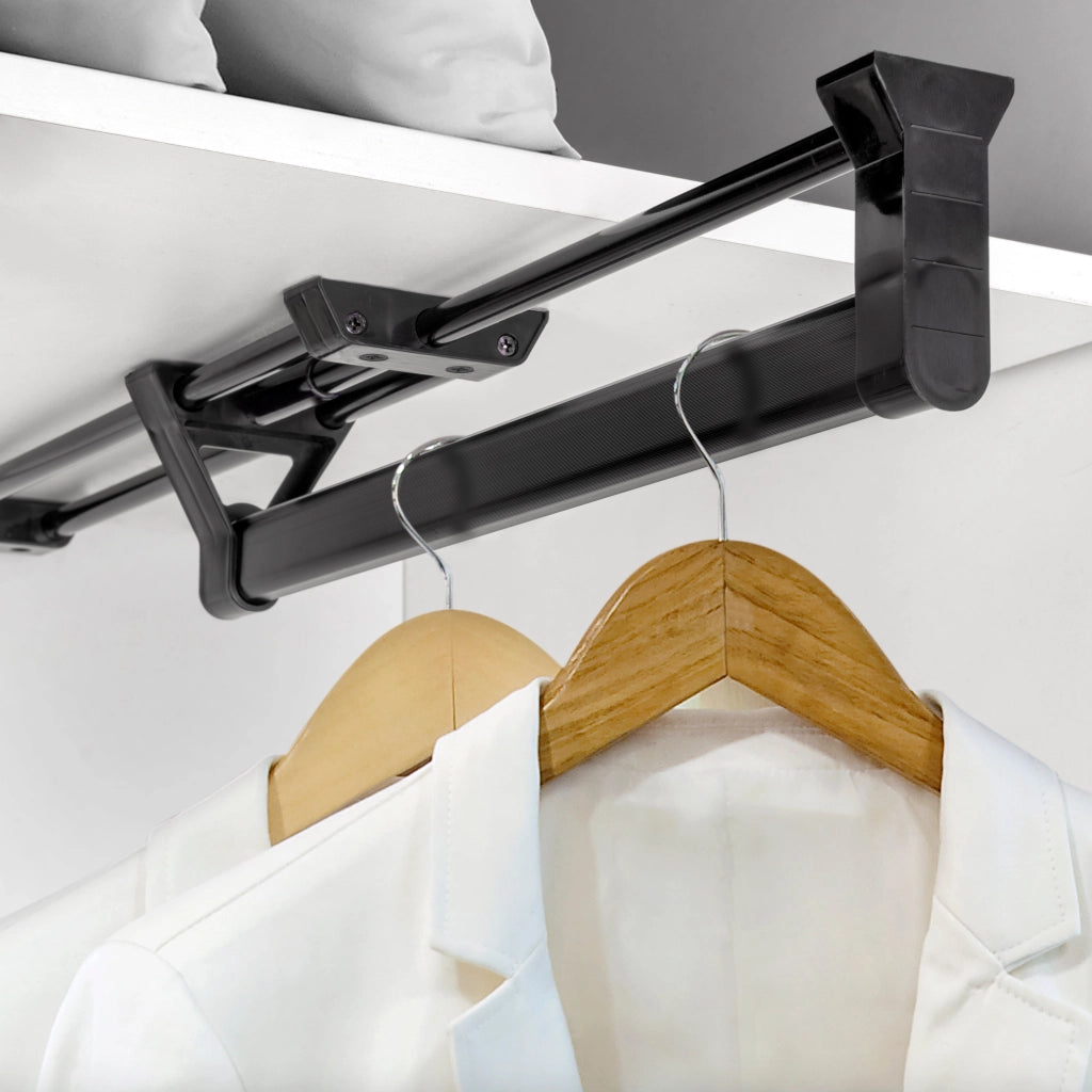 Appendiabiti Estraibile 35 cm in Alluminio e Plastica Emuca Nero