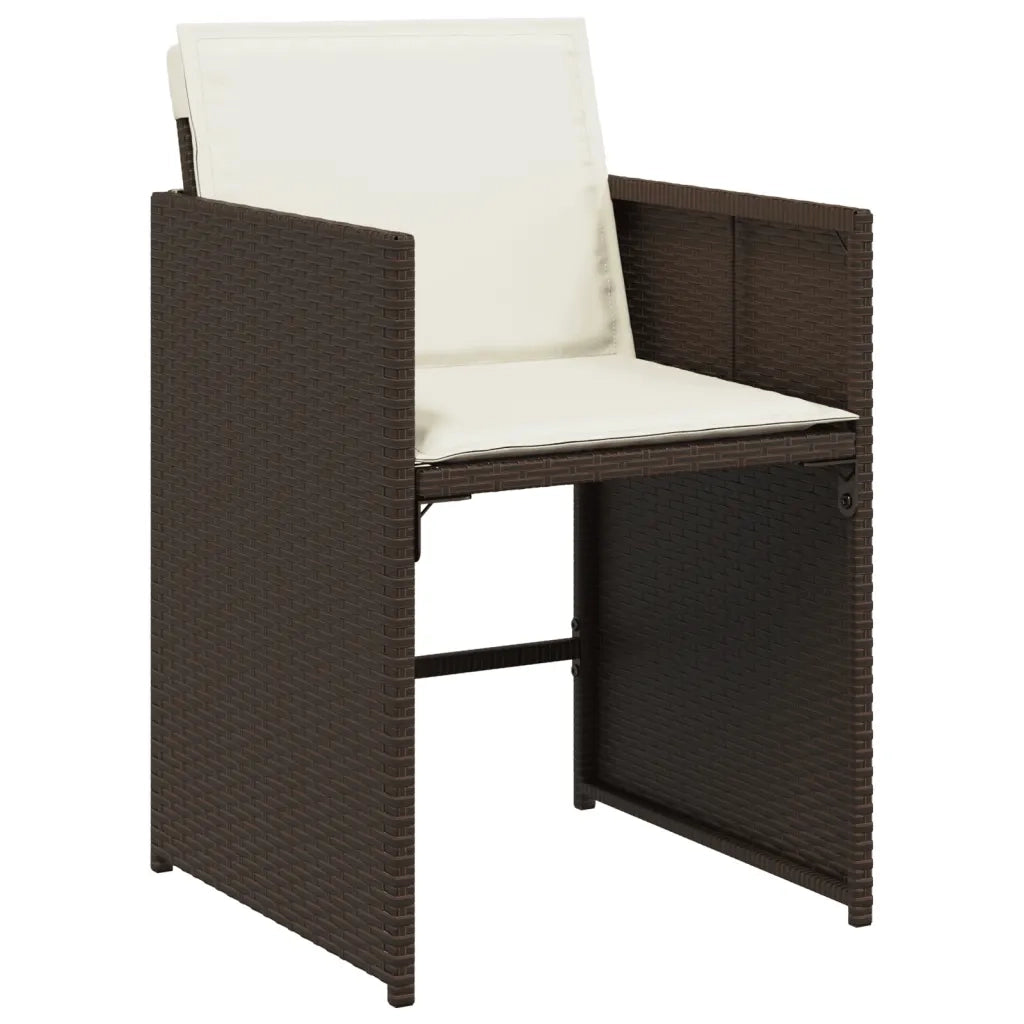 Set da Pranzo da Giardino 13pz con Cuscini Marrone Polyrattan 3277892
