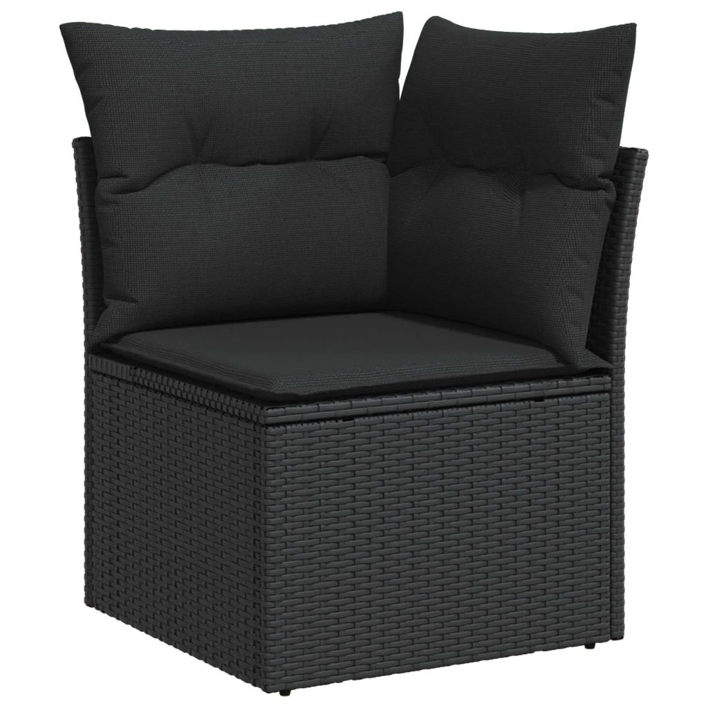 Set Divano da Giardino con cuscino 11 pcs Nero Poly Rattan 3361724