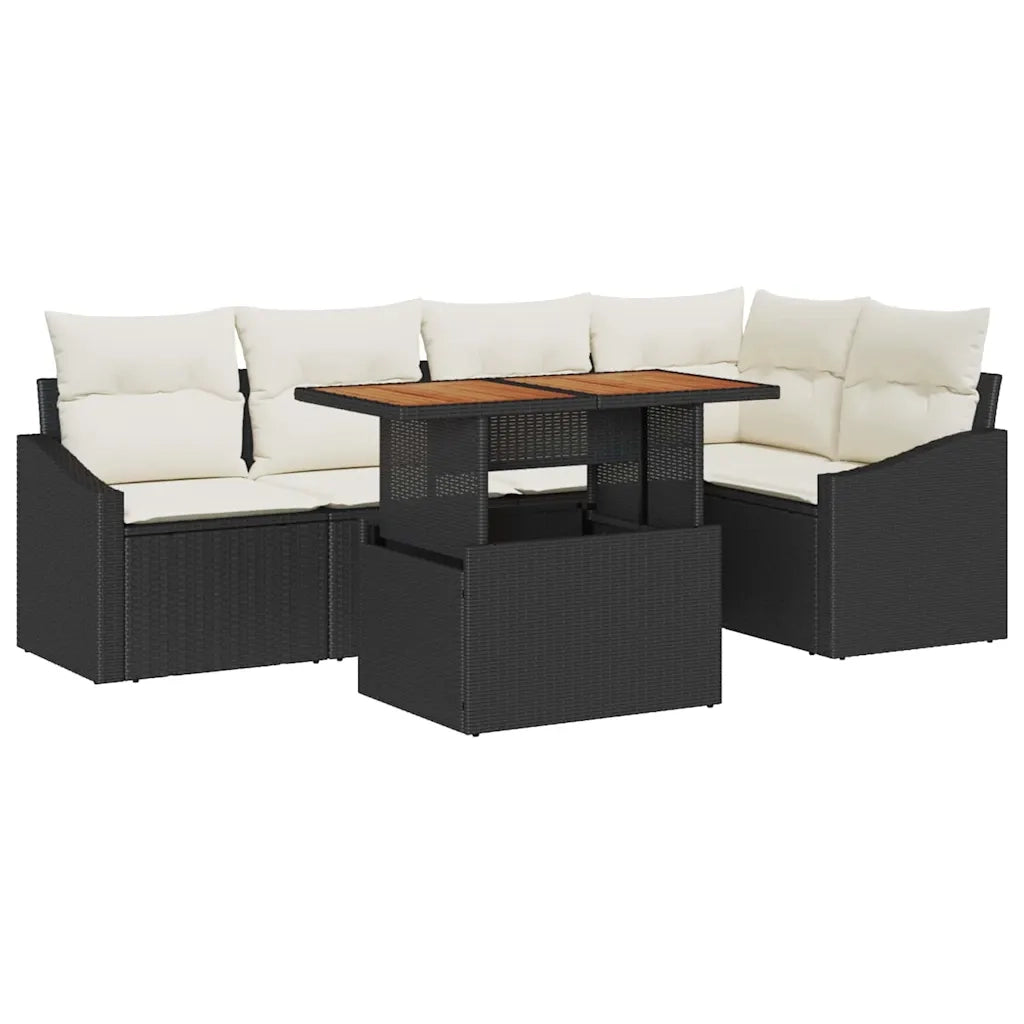 Set Divano da Giardino con archiviazione 6 pcs Nero Poly Rattan 3358574