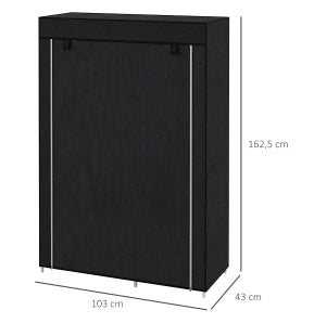 ARMADIO in tessuto 103x43x162,5 cm Nero Acciaio