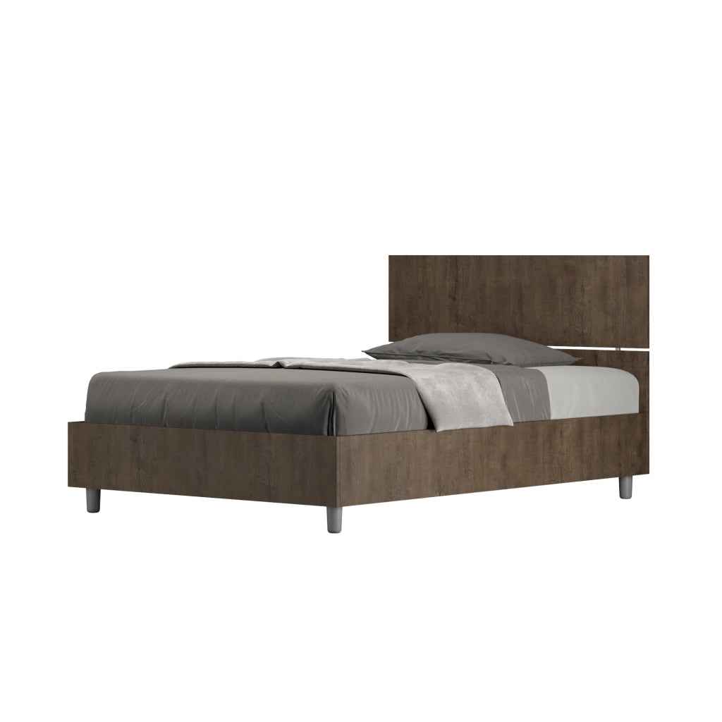 Letto 1 Piazza e Mezzo 120x190 cm con Rete Demas Testata Dritta Noce