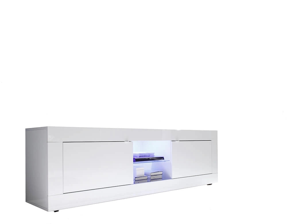 Mobile TV 2 Porte 1 Nicchia 181x43x56cm TFT  Basic Bianco Lucido