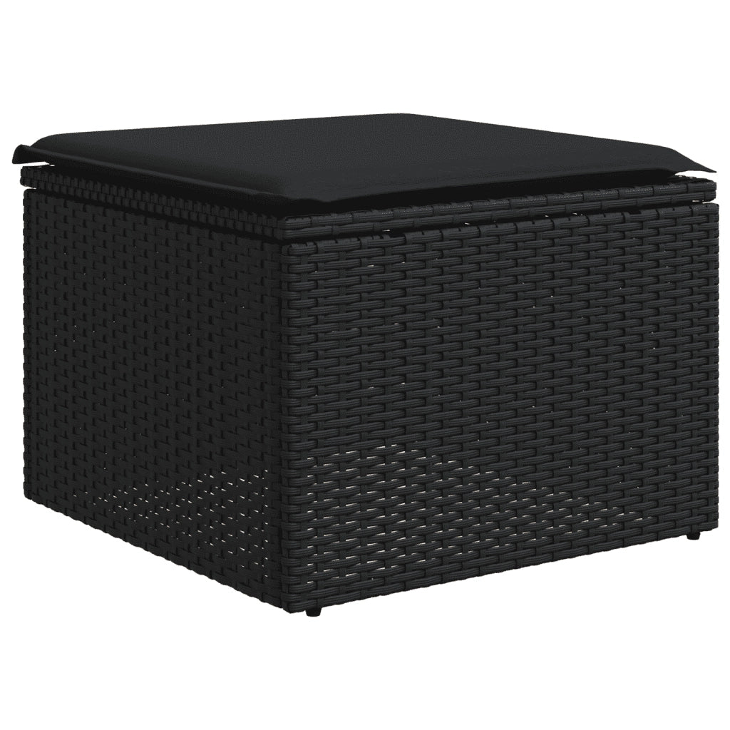 Set Divani da Giardino 10pz con Cuscini in Polyrattan Nero 3223962