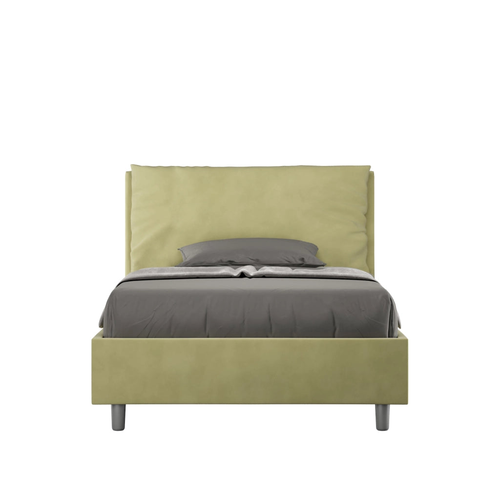 Letto 1 Piazza E Mezzo 110x200 cm con Rete Imbottito in Microfibra Antea Large Tè Verde