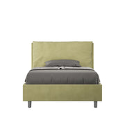 Letto 1 Piazza E Mezzo 110x200 cm con Rete Imbottito in Microfibra Antea Large Tè Verde