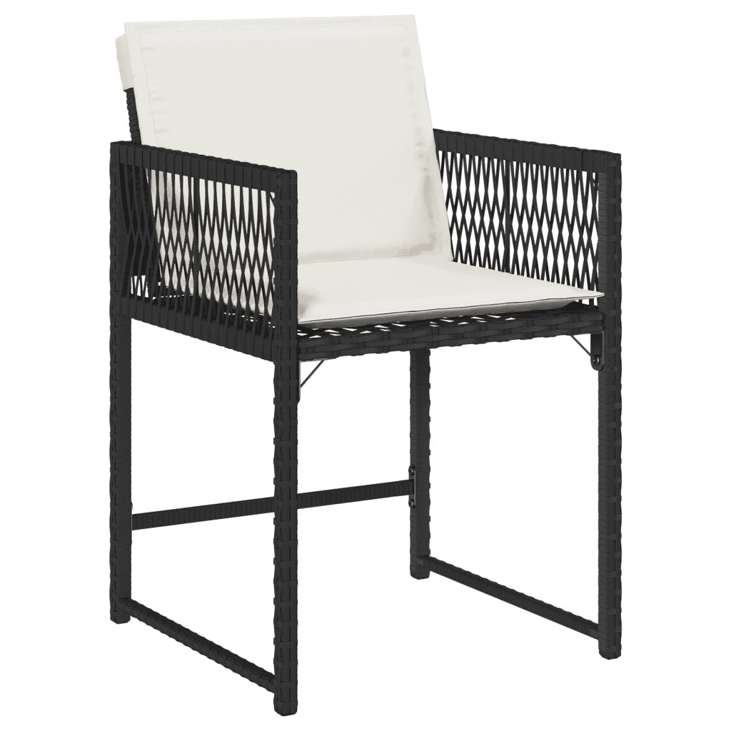Set da Pranzo da Giardino 15 pz con Cuscini Nero in Polyrattan 3211590