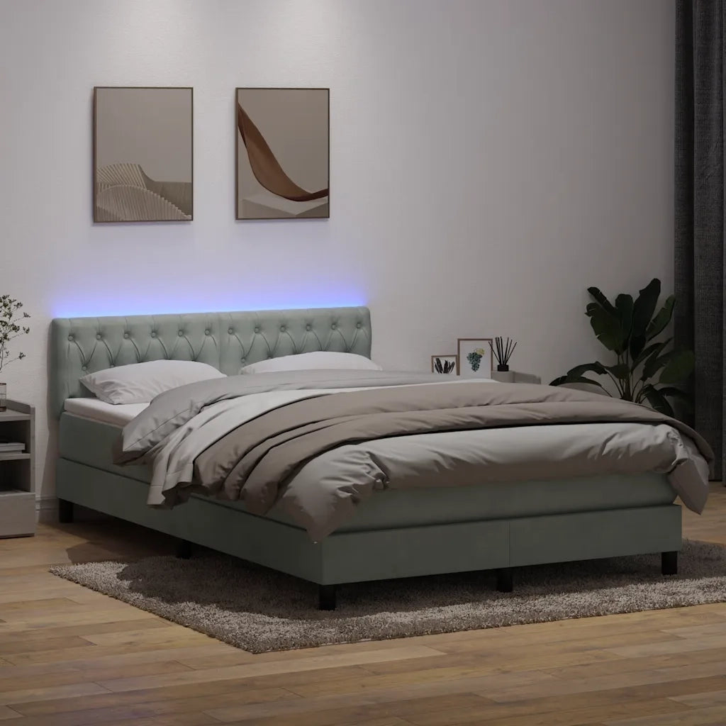 Letto a Molle con Materasso e LED Grigio Chiaro 160x210cm 3317175