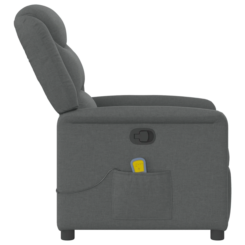 Poltrona Massaggiante Reclinabile Grigio Scuro in Tessuto 4015607