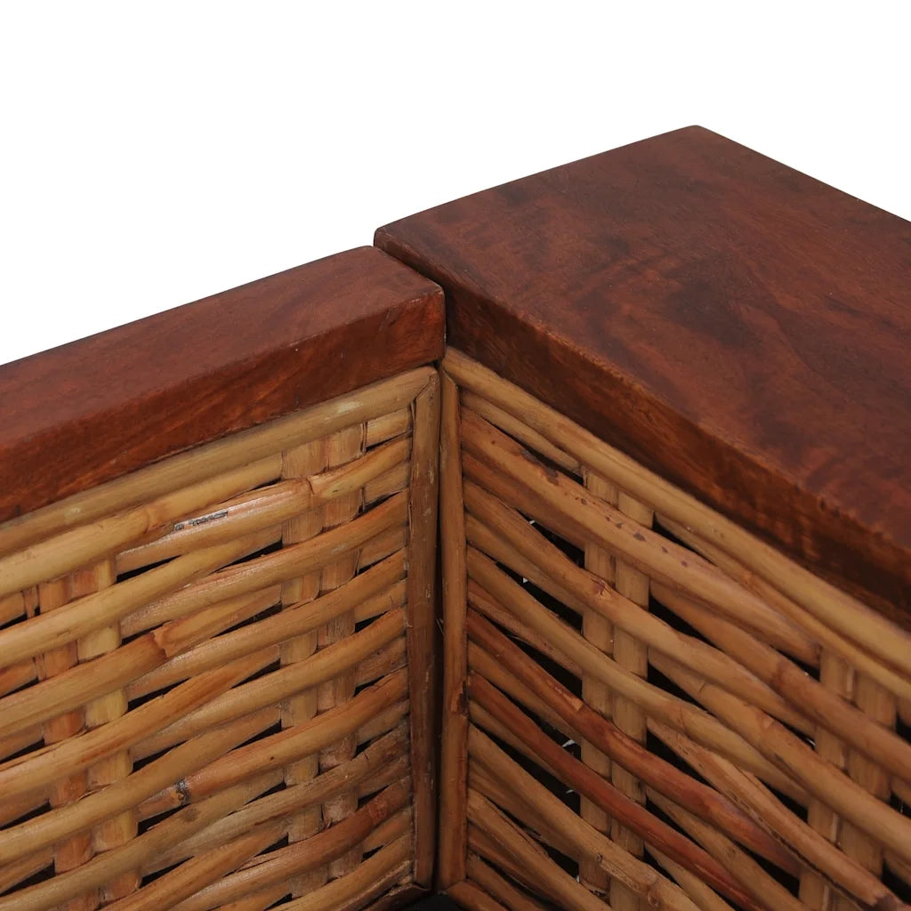 Divano a 2 Posti con Cuscini Marrone in Rattan Naturale 283079
