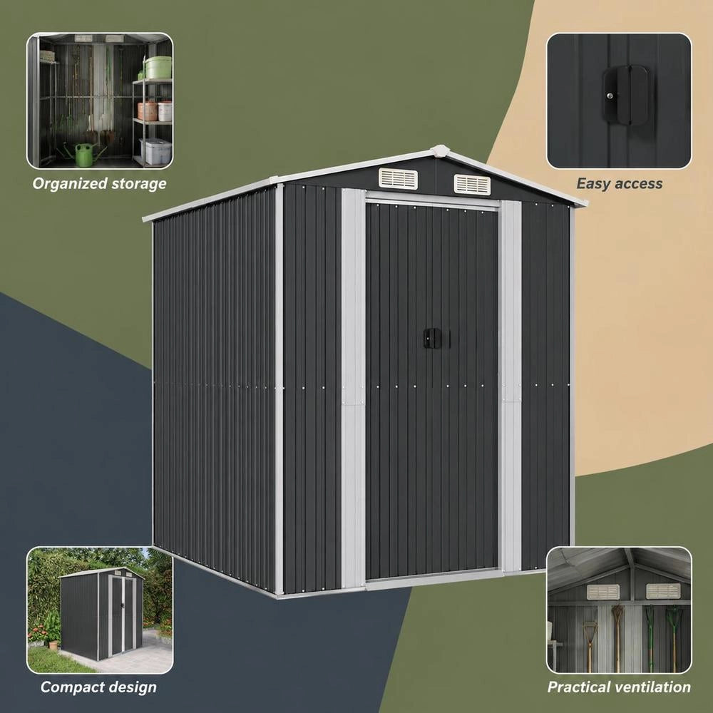 Garden Shed, Anthracite, 192x191x223 Cm, Galvanized Steel