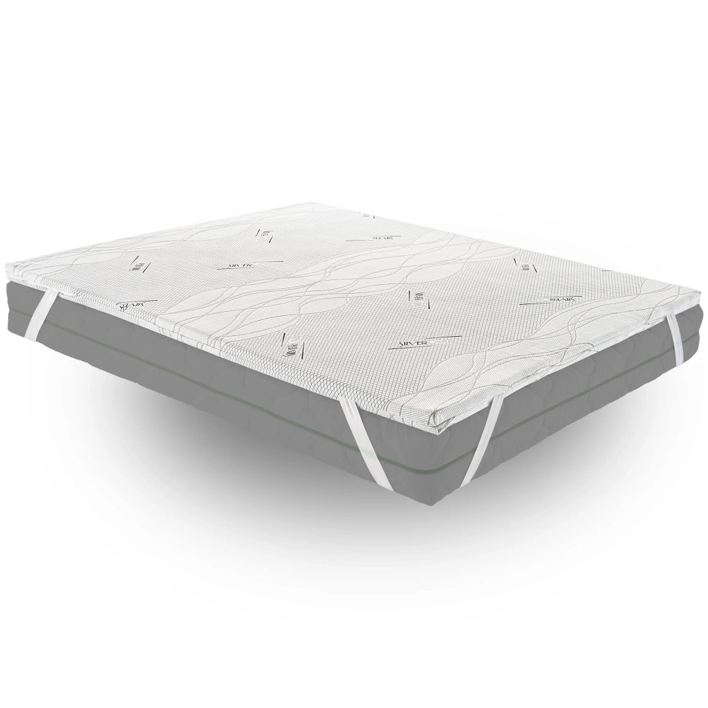 Topper Matrimoniale 160x200 in memory foam 5 cm con rivestimento Silver Fresh completamente sfoderabile