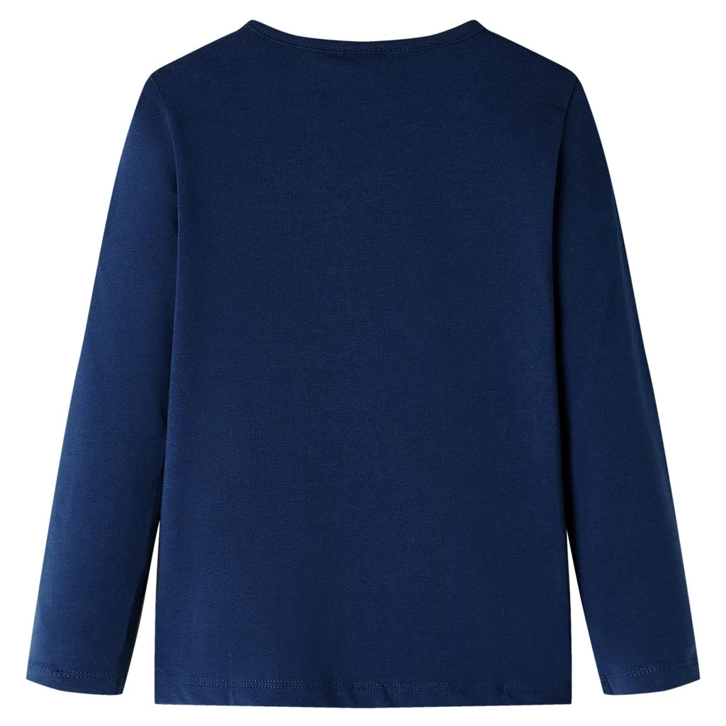 Maglietta da Bambina Maniche Lunghe Blu Marino 128 14292