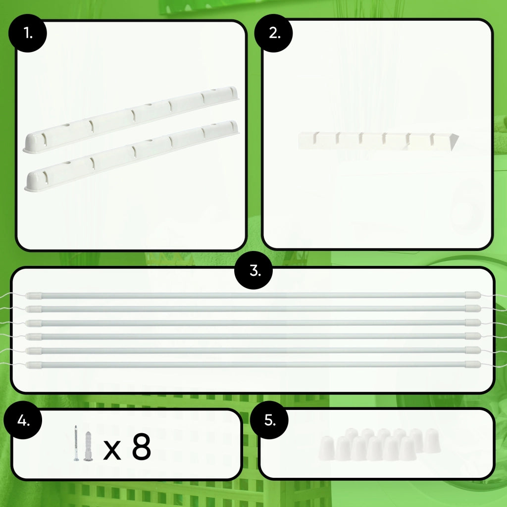 Stendibiancheria da soffitto KADAX per bagno, 6 barre, 160 cm, resistente e robusto.