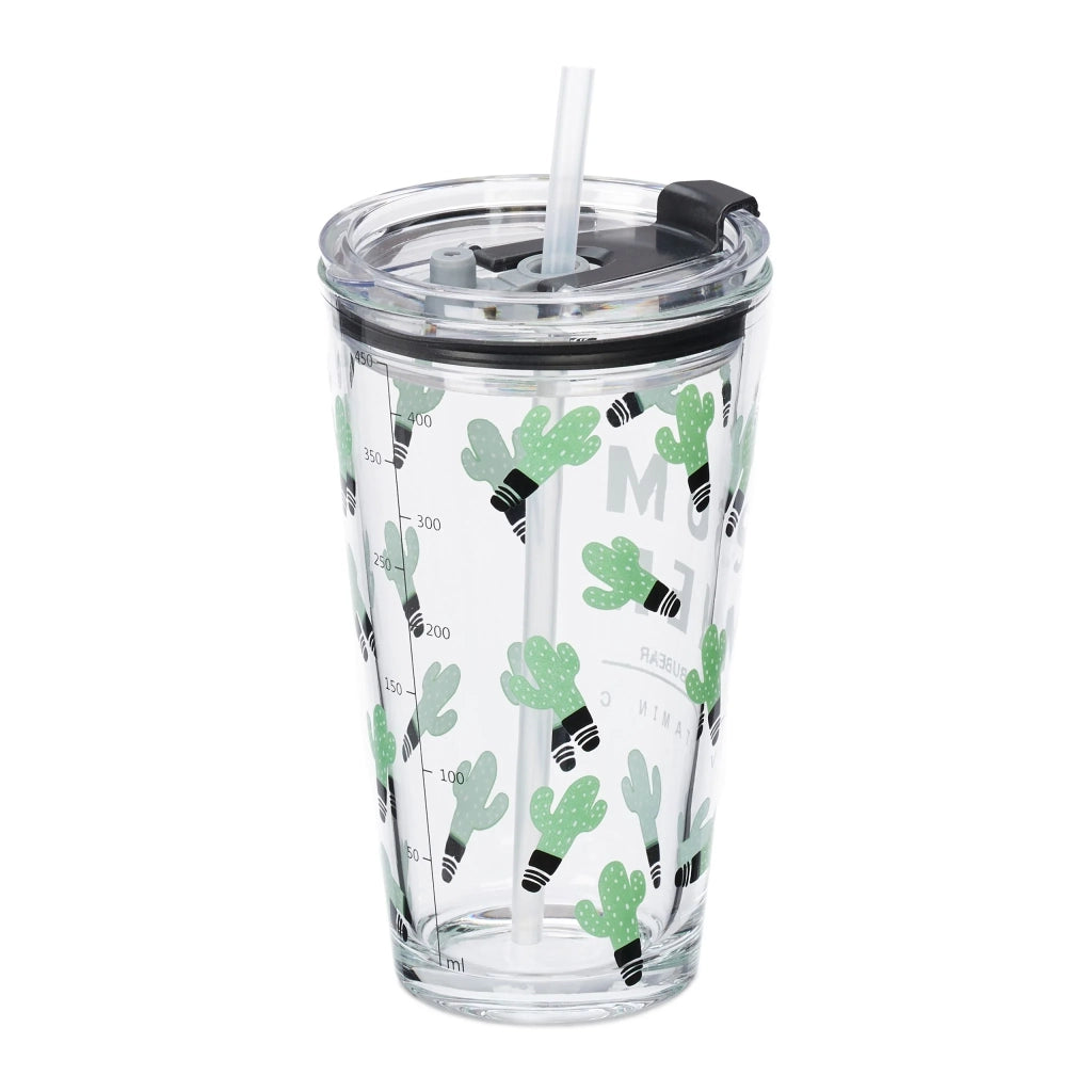 Set di 4 bicchieri con motivo cactus pratici per bevande all'aperto 250 x 80 cm in plastica verde 13_0012665