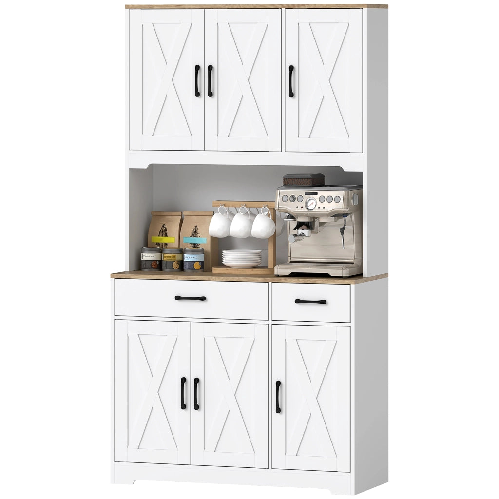 Mobile da Cucina con 6 Ante ¨C Xylo ¨C Bianco, 2 Cassetti, Ripiani Regolabili