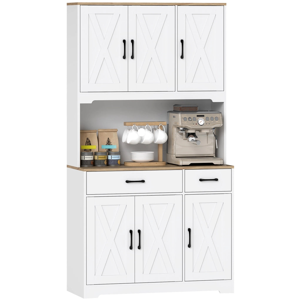 Mobile da Cucina con 6 Ante ¨C Xylo ¨C Bianco, 2 Cassetti, Ripiani Regolabili