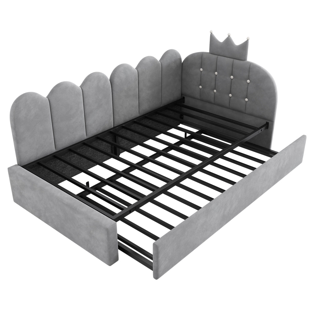 Letto singolo grigio 90x200 cm con letto estraibile