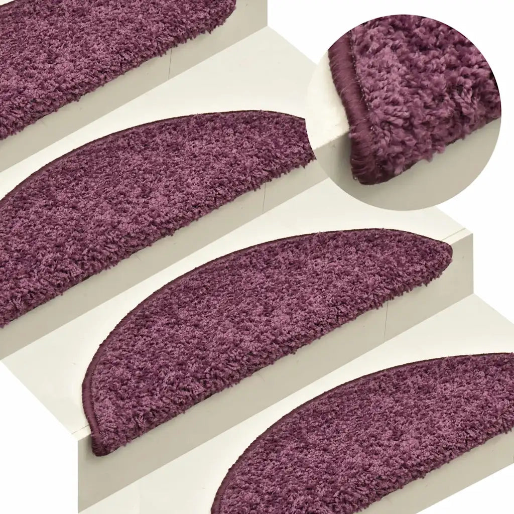 Tappetini per scale 15 pz 65x21x4 cm Viola scuro Semicircolari 322385