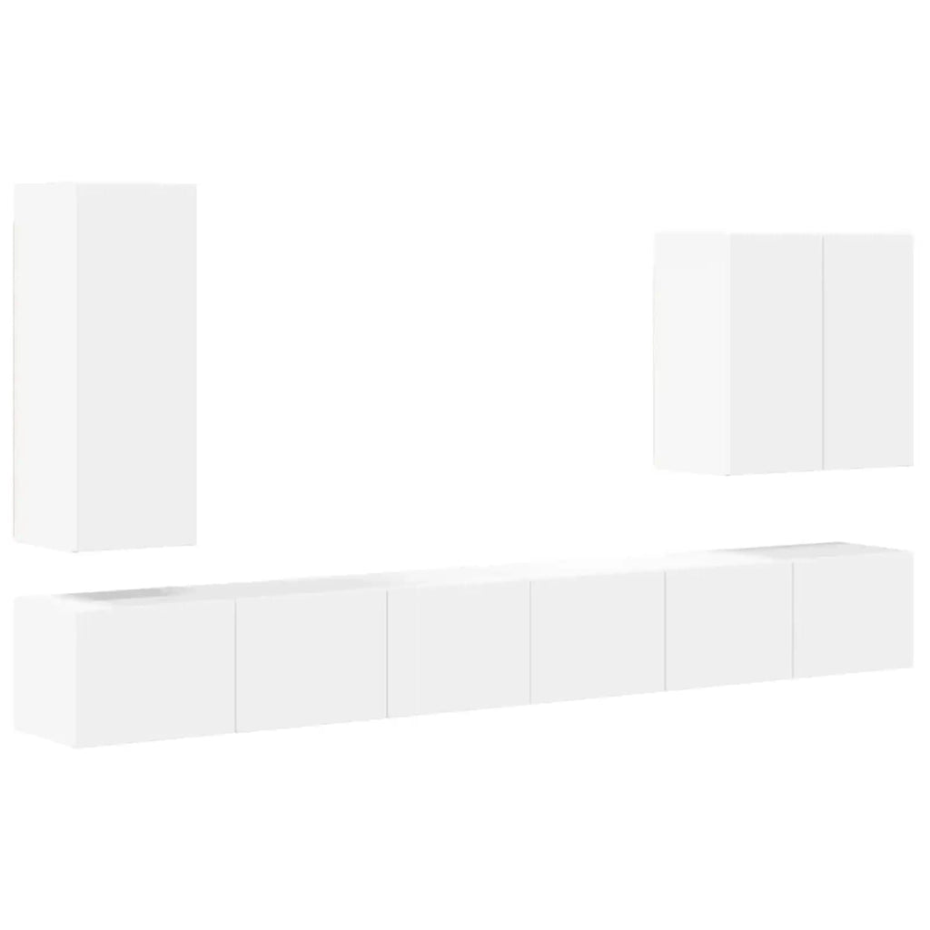 Set di Mobiletto da TV a Parete Montaggio a parete 6 pcs Bianco 3408943