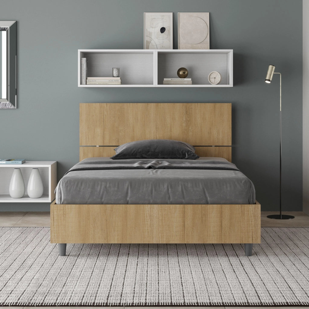 BS COM Letto una piazza e mezza senza rete 120x190 testata dritta quercia
