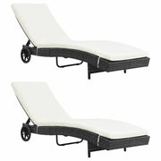 Lettini Prendisole 2 pz con Ruote Cuscini in Polyrattan Nero 3078465