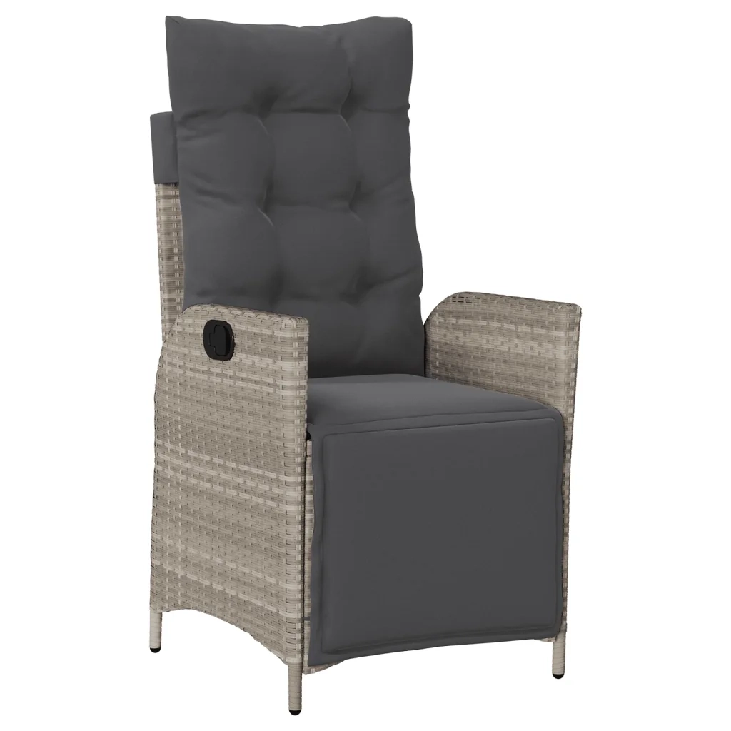 Set Pranzo da Giardino 9pz con Cuscini Grigio Chiaro Polyrattan 3213132