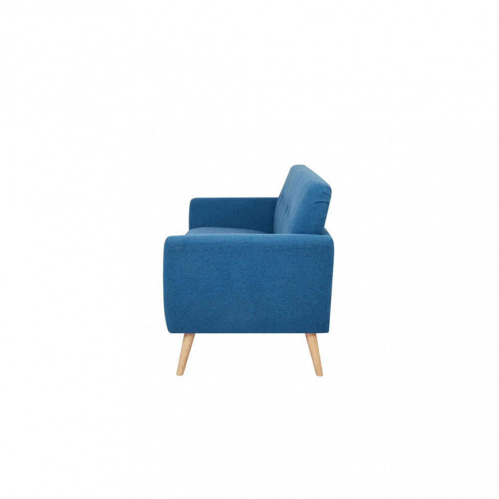 Divano 3 Posti Burton 193x79x86 h cm in Tessuto Blu