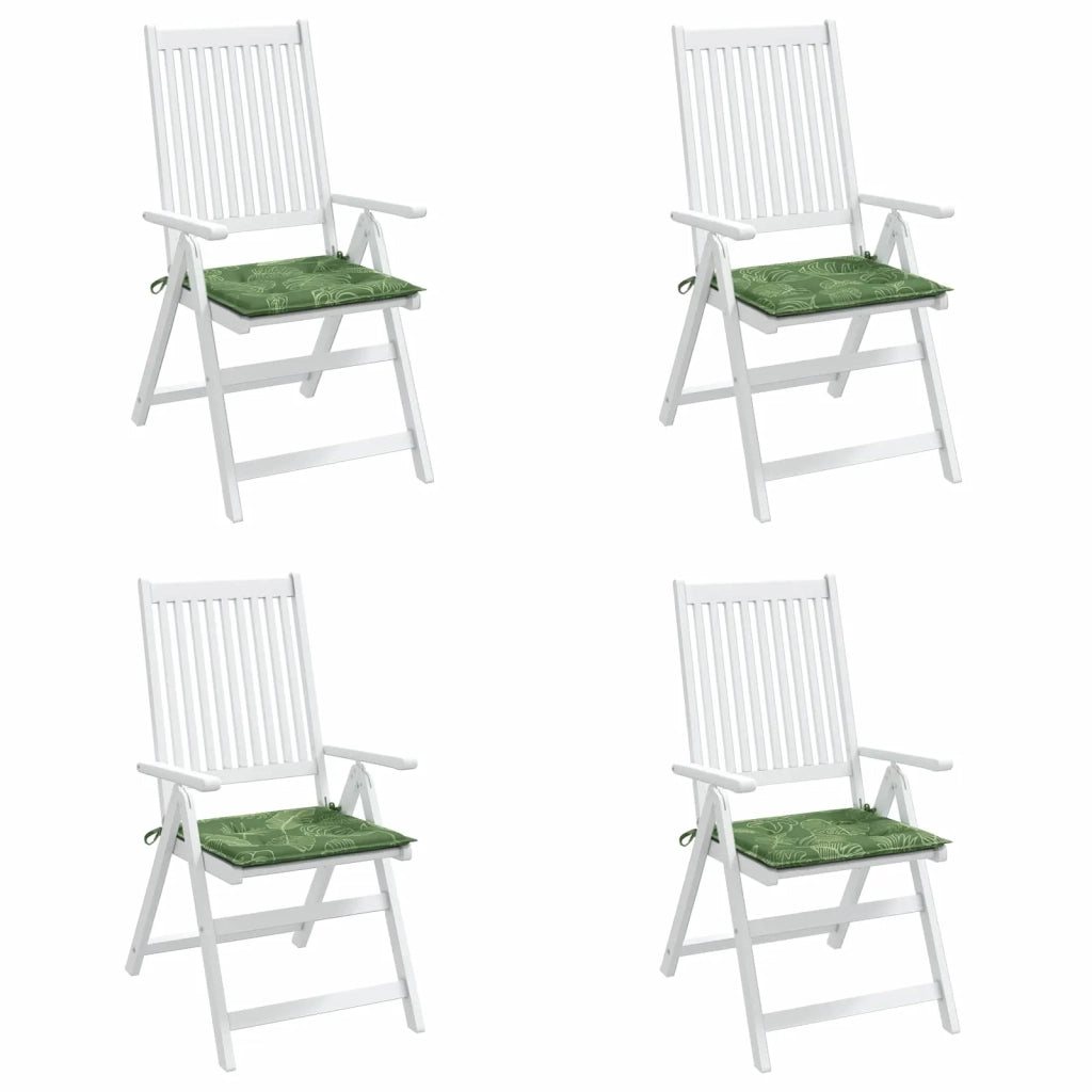 Cuscini per sedie 4 pz | Cuscini per sedie Verde e Bianco 50 x 50 x 4 cm