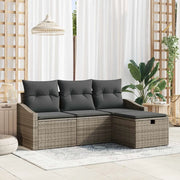 Set di divani con cuscino 4 pcs Grigio polyrattan 3359248