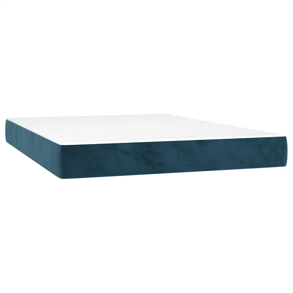 Letto a Molle con Materasso e LED Blu Scuro 140x200 cm 3134529