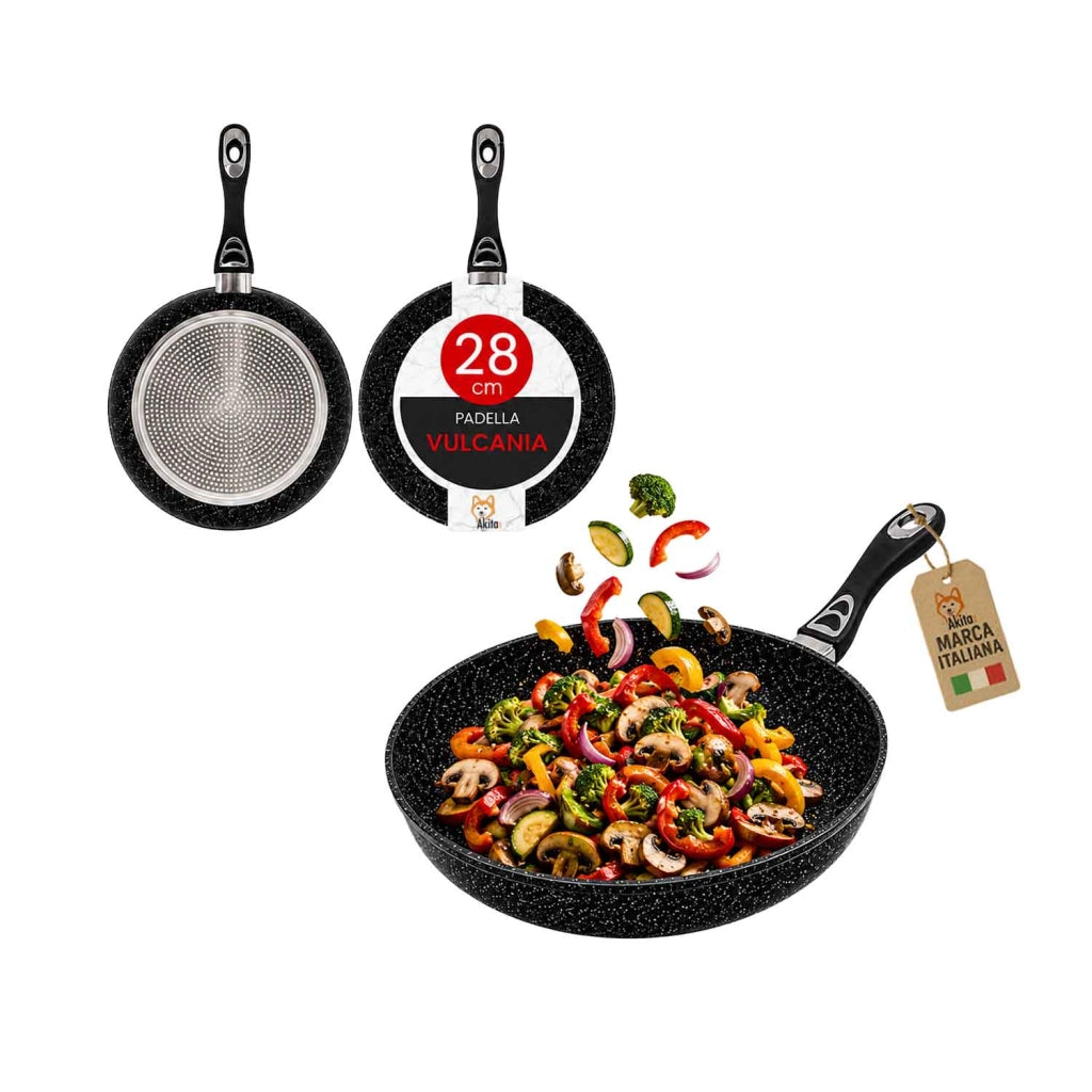 Akitaink Padella 28 cm Antiaderente Effetto Granito Induzione