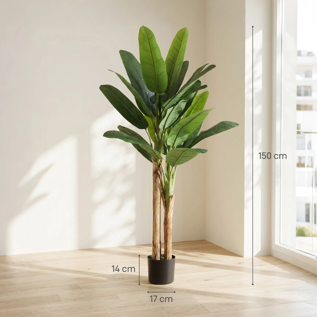 2 piante artificiali banano in vaso ¨C Minimal ¨C verde 150 cm