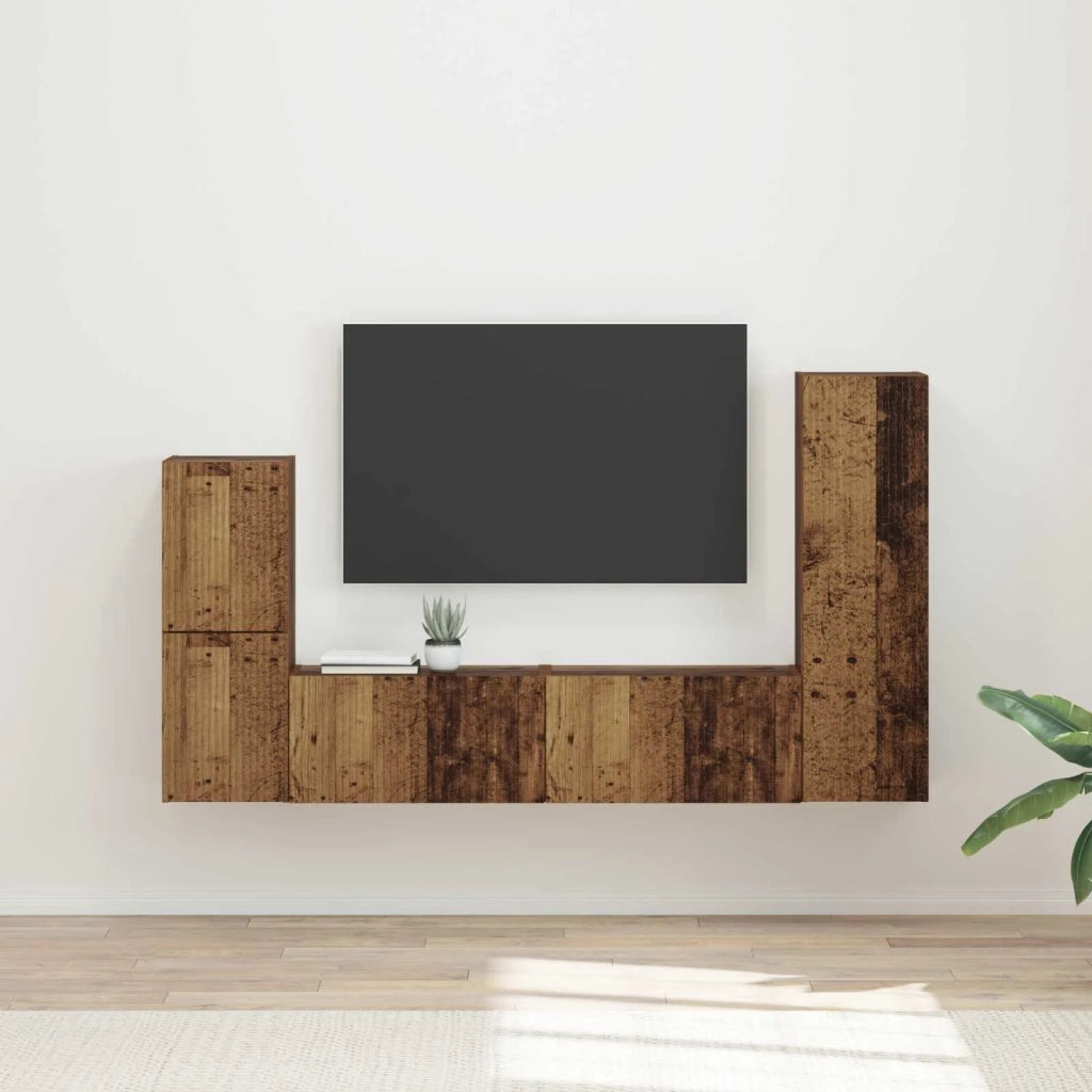 Set mobile TV 4 pcs Legno vecchio Legno multistrato