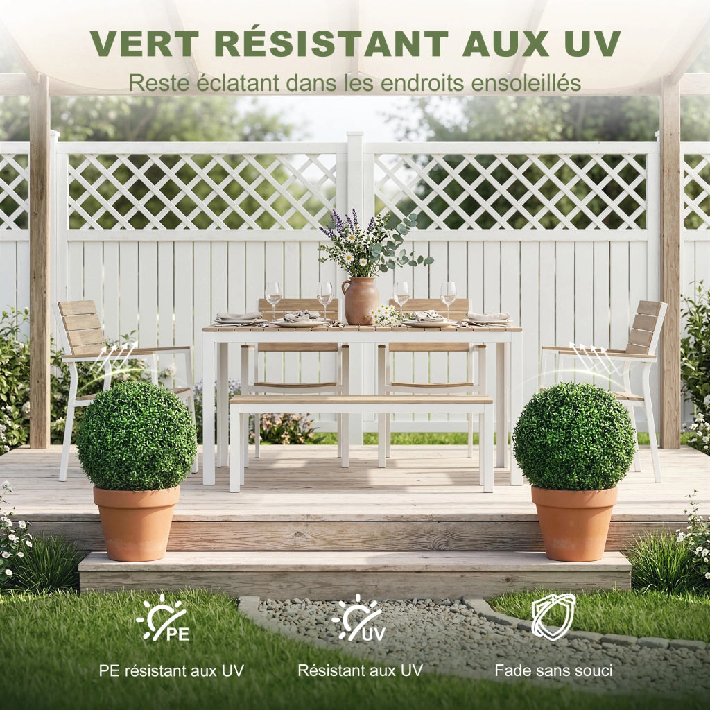 2 sfere di bosso artificiali in vaso ¨C Minimal ¨C 42 cm, interno/esterno