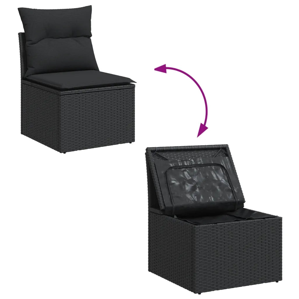 Set Divani da Giardino 5 pz con Cuscini in Polyrattan Nero 3255950