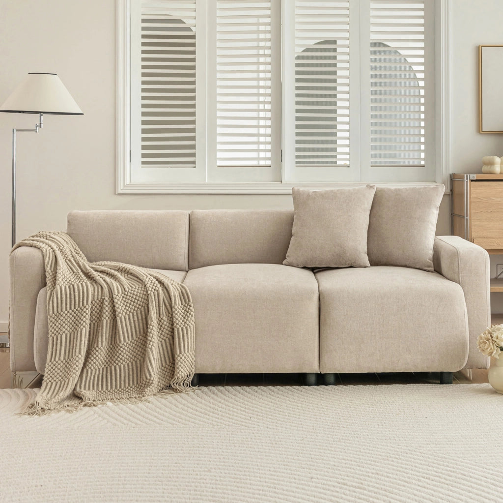 SOFA 3-4 posti 211x67x71 cm Chenille Beige