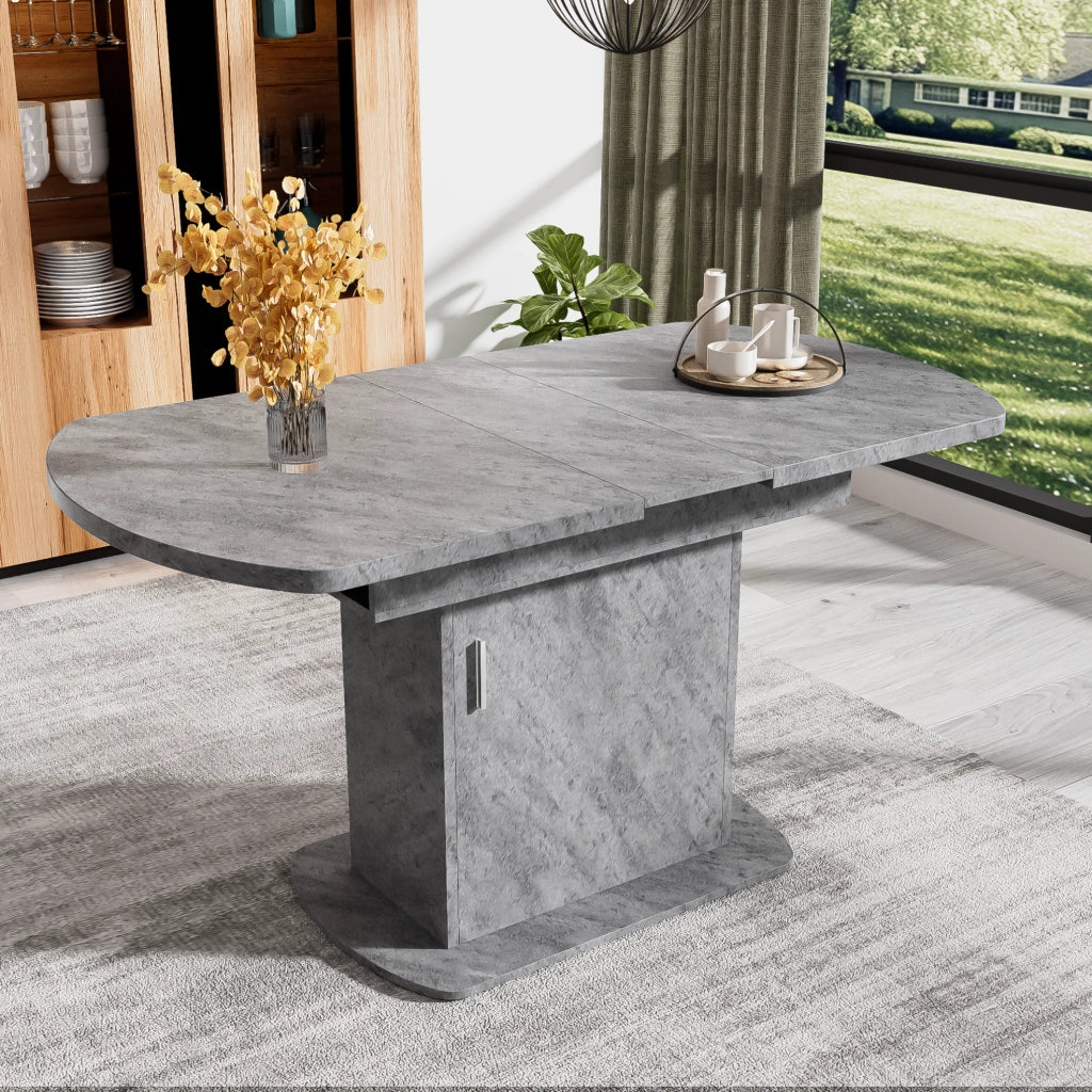 Tavolo da pranzo allungabile con contenitori; grigio