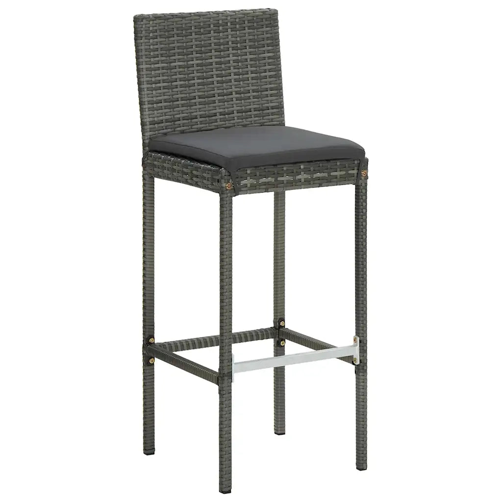 Set da Bar da Giardino 5 pz con Cuscini in Polyrattan Grigio 3064831