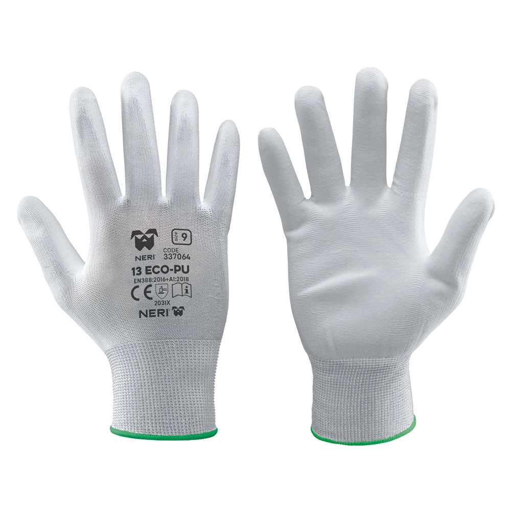 12coppie guanti '13 eco-pu' tg. 7  bianco cod:ferx.111002nlm