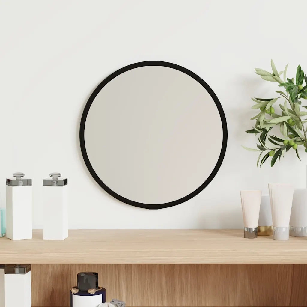 Specchio da Parete Nero Ø 20 cm Rotondo 348183