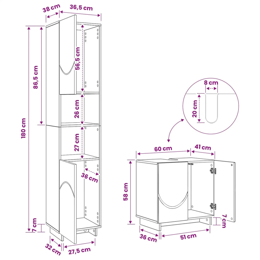 Set mobili da bagno 2 pz Nero Legno ingegnerizzato 3433083