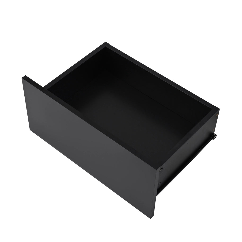 TAVOLINO DA CAFFÈ 95x45x35 cm Nero Lucido con LED e 2 Cassetti